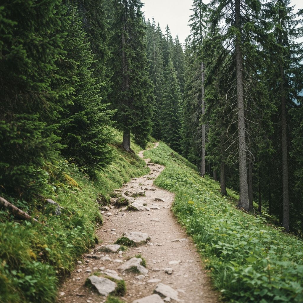 Natürlicher Waldpfad in den Alpen